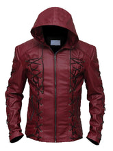 Roy Harper Red Arrow Hooded Leather Costume Jacket